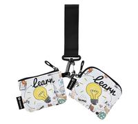 Learning Learning Education Knowledge Wisdom Learning Women Change Wallet Card Cases Small Detachable Wallet Credit Card Holder Organizer with Keychain for, Multicolor., 4.13"(L) x, Multicoloured.,