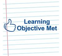 Learning Objective Met Self-Inking Teacher Stamp, Reinkable, Quality School Stamp 10x39mm Blue Ink