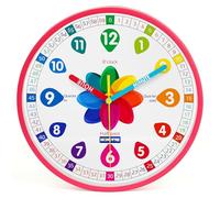 Learning Pink Clock for Kids - Silent Telling the Time Teaching Clocks - Non-Ticking Kids Clocks for Bedrooms - Educational Wall Clock for Classroom Teaching Time - Children Learn to Tell Time Easily