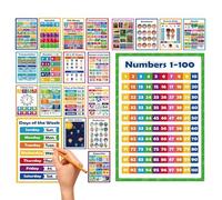 Learning Posters - 20 Pieces Reusable Interactive Charts with Bright Colors | Kids Homeschool Posters - for Children Kindergarten Home