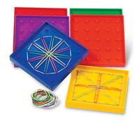 Learning Resources 5Inch DoubleSided Assorted Geoboard Shapes 6 Pieces Ages 5+ Kindergarten Learning Toys Math Manipulatives for Kids Back to Schoo