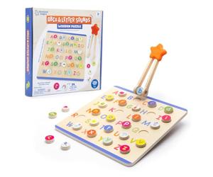 Learning Resources ABCs & Letter Sounds Wooden Puzzle, Alphabet Puzzles for Toddlers, Preschool Montessori Toys, Fine Motor Sets & Games, Learning Uppercase and Lowercase Letters for Kids Ages 3+
