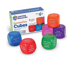Learning Resources Conversation Cubes, SEL Speech Therapy Toy Ages 6+ Kids | Features 36 engaging conversation prompts that help children build confidence, communication skills and active listening