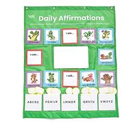 Learning Resources Daily Affirmations Pocket Chart, Mindful Affirmation Cards, Positive Affirmations for Kids, Pocket Chart for Classroom Decorations, Social Emotional Learning Activities