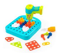 Learning Resources Design & Drill Shapes Workshop Kids Drill Set Age 3+ | Create colourful pictures with plates & bolts while building fine motor skills, creativity & early STEM learning, ideal gift
