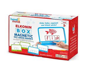 Learning Resources Elkonin Box Phoneme Magnetic Dry-Erase Board Set, Phoneme Frame Whiteboard With Built-in Slider For Segmenting & Blending Phonics, 2 3 4 5 Phoneme Words, Set of 8, Ages 3+