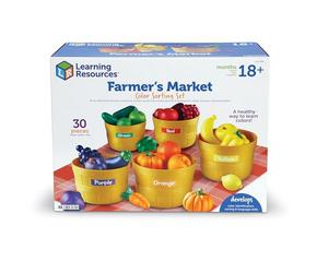 Learning Resources Farmer's Market Colour Sorting Set Play Food Ages 18 M+ | Farm shop fun meets colour sorting as little learners sort, count and match 25 fruit and vegetables into colourful baskets
