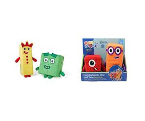 Learning Resources HM94555-UK Numberblocks Three and Four Playful Pals, One Size & HM94554-UK One and Two Playful Pals, Numberblocks Plush Girls & Boys, Soft Toys for Toddlers 1-3, Ages 18 Months+