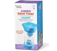 Learning Resources Jumbo Sand Timer (1-Minute), Blue, Soft Rubber End Caps Offers Quiet Pausing, Classroom Sand Timers for Kids, Teeth Brushing and Game Timer (Set of 1)