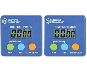 Learning Resources LER4339 Digital Timer, Count Down/Up, Displays Seconds/Minutes, Easy-to-use, Ages 5, 15.24 x 11.43 x 3.81 cm, Assorted color, Requires 1 AAA Battery (Included) (Pack of 2)