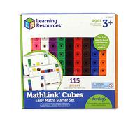 Learning Resources MathLink Activity Set, 100 Cubes with Cards, Age 3+ | Connect and rearrange colourful linking cubes for addition, subtraction and sorting activities in KS1 & KS2 maths lessons