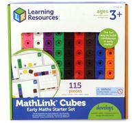 Learning Resources Mathlink Activity Set - 100 Connectable Number Cubes with 15 Activity Cards, Maths Linking Cubes for Kids Numeracy, Patterning & Counting, Ages 3+