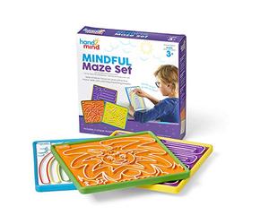 Learning Resources Mindful Maze Set 3 Double Sided Breathing Boards with Finger Paths, Mindfulness for Kids, Social Emotion Learning Toy, Sensory Toy for Sensory Play, Anxiety Relief Toys (Set of 3)