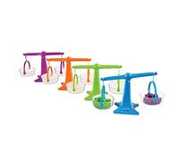 Learning Resources Nestable Pan Balances Set of 4, Clear Double Pan Balance Scale For Liquids and Solids, Easy to Assemble Kids Scale, Space Saving Storage Base, Balance Scale for Classroom
