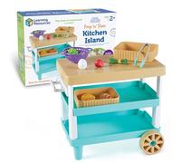Learning Resources New Sprouts Prep ‘n Store Kitchen Island, Ages 2+, Toy Kitchen Accessories with 6 Pieces of Play Food Included