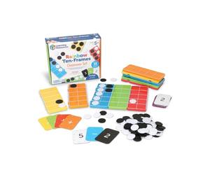 Learning Resources Rainbow Ten-Frames Classroom Set, Ages 5+, 10 Connectible Ten Frames and Counters, Maths Teaching Aids, Classroom Essentials