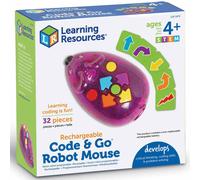 Learning Resources Code & Go Robot Mouse Rechargeable, Toys for 4 Year Old Boys and Girls, Screen Free Interactive Programmable Robot