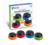 Learning Resources Recordable Answer Buzzers - Set of 4, Ages 3+ , Personalized Sound Buzzers, Recordable Buttons, Game Show Buzzers, Perfect for Family Game and Trivia Nights, Stocking Stuffers