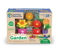 Learning Resources Shape & Colour Garden Flower Building Toy 20pc, 18mths + | Recognise colours, count plants and match shapes through sorting and stacking play, sensory toys for fine motor skills