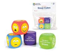 Learning Resources Soft Foam Emoji Cubes, Set of 4, Ages 3+, Conversation Cubes for Kids, Social Emotional Learning