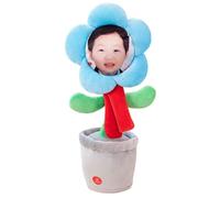 Learning Toy Dancing With Custom Face Custom Dancing Talking Sunflower What You Say Sings Mimicks Records Songs Funny For Birthday& Festiva (Blue, 35cm)