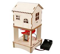 Learning Toy Wooden Wind Power Generator House Mechanical Science Project Experiment for Classroom Wind Power Station