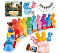 Learning Toys for Toddlers Age 2-3-4 Montessori Dinosaur Train Game and Sorting with Keys to Unlock Finger Puppets Preschool Educational Toy