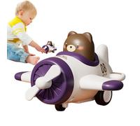 LearnLyrics Animal Car Toys - Cartoon Plane Shape, Fall-Resistant Inertia Drive, Educational Hand-Eye Coordination Tool, Friction Powered Vehicle | Push and Go Jungle Series for Children