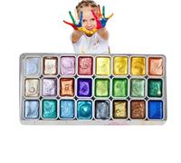 LearnLyrics Aquarelle Box - Iridescent Drawing Tin, Lustrous Gouache Trays, Premium Creative Media, Professional Hobbyist Visual Arts Material | Glittering Solid Paints To Enhance Masterpieces