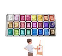 LearnLyrics Aquarelle Box - Iridescent Drawing Tin, Lustrous Gouache Trays, Premium Creative Media, Professional Hobbyist Visual Arts Material | Glittering Solid Paints To Enhance Masterpieces