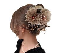 LearnLyrics Artificial Flower Hair Clip, Flower Bud Hair Clip - Beads Tassels Barrette Non-Slip Flower Claw Pins Bud Hair Tapin, Headpiece, Fake Flower Hair Clip for Women Girls Hairstyles