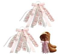LearnLyrics Boot Bow Ribbon Lace Plaid Shoe Decorations