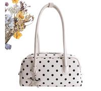 LearnLyrics Bowler Bag Purse - Cute Retro Large Capacity with Zipper Top Handle - Womens Dot Handbag | for Travel Vacation Daily Commuting