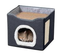 LearnLyrics Cat Bed - Semi-enclosed Foldable Pet Sleeping Shelter - Large Cat Cave for Pet - for Small Medium Large Kitten Porch Balcony Garden Yard Barn