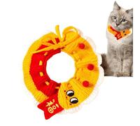 LearnLyrics Cat Collar | Crochet Cat Collar with Adjustable Rope - Handmade Knitted Crochet Bib for Cat, Winter Adjustable Pet Collar for New Year, Walking, Home