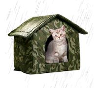 LearnLyrics Cat House | Weather Resistant Study Dog Kennel for Indoor and Outdoor Cats, Foldable Warm Shelter for Wild Cats with Removable Soft Mat for Winter