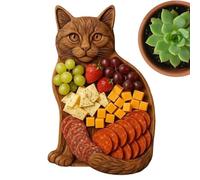 LearnLyrics Cheese Board | Wooden Cheese Aperitif Plates Tray - Wooden Cat Shaped Server Plate Kitchen Cutlery for Snacks Fruit Meat Wine Food