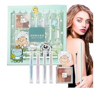 LearnLyrics Complete Starter Cosmetic Set, Makeup Set for Women, Durable Face Cosmetic Set, Travel Cosmetic Set with Eyeshadow Palette, Firm Balm, Eyebrow Pencil, Lipstick and Brush