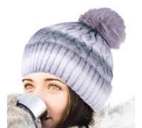 LearnLyrics Crochet Hat, Knitted Hats for Women - Warm Hat, Skull Hat, Warm Winter Hat, Fashionable Thick Hat, Plush Hat for Women for Daily Coming to Work, gray, L