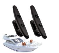LearnLyrics Dock Rope Cleat - 2-10 Piece Set Black Finish, Coastal Decoration Coat Hooks, Durable Pier Deck Fastener | Wide Range of Uses Reliable Ship Jam Horn Fitting for Canoe Dinghy