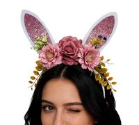 LearnLyrics Easter Bunny Ears Headband - Cartoon Adjustable Festive Costume Decoration,Adult Kids Party Favor Headband - for Birthday Makeup Christmas Party Gatherings Festive
