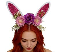 LearnLyrics Easter Bunny Headband - Adjustable Soft Glitter Cartoon Costume Decoration - Kids Bunny Headband Party Favor - for Photo Booth Birthday Makeup Christmas Party Gatherings