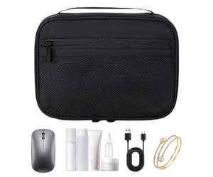 LearnLyrics Electronics Organizer Pouch - Portable Charging Cord Holder, Dustproof Travel Storage Case, Device Accessory Bag, Phone Charger Earbud Keeper | Small Gadget Container for Travel Use