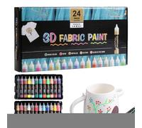 LearnLyrics Fabric Paint,3D Permanent Paint - 24 Colors Waterproof Craft Tool 30Ml Painting for Clothing Glass Canvas Decoration Kids Crafts Wood Hat Adults