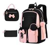 LearnLyrics Girls Backpack Bowknot Bookbag with Pencil Case Lunch Box
