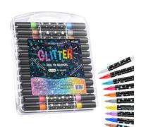 LearnLyrics Glitter Markers - 15G PP Double Tipped Drawing Pens Set, 96 Color Liquid Gold Ink Pens, Bright Fiber Tip Art Tools | Doodle Supplies for Kids Teens Adults Birthday Cards Scrapbooking