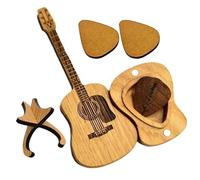 LearnLyrics Guitar Pick Holder Case - Acoustic Guitar Pick Display, Bass Pick Guitar Holder Box | Guitar Shaped Collector Pick Organizer, Guitar Pick Box Bass Pick Display Rack for Home Small Item
