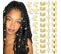 LearnLyrics Hair Rings for Braids, Braid Jewellery for Women, 40X Braided Ring Cuffs, Metal Hair Dreadlock Jewellery, Decorative Braid Hair Accessories, Stylish for Dreadlock Accessory