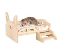 LearnLyrics Hamster Bed, Chinchilla Nest - Wooden Hamster Bed, Wooden Bunny Bed, Sleeping Area with Stairs, Pet Habitat for Small Pets to Have a Cosy Nest