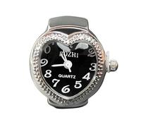 LearnLyrics Heart Heart Ring Wrist Watch Heart Heart Creative Heart Quartz Analog Round Ring for Women and Men, Black, Fare riferimento alla descrizione, Please refer to description